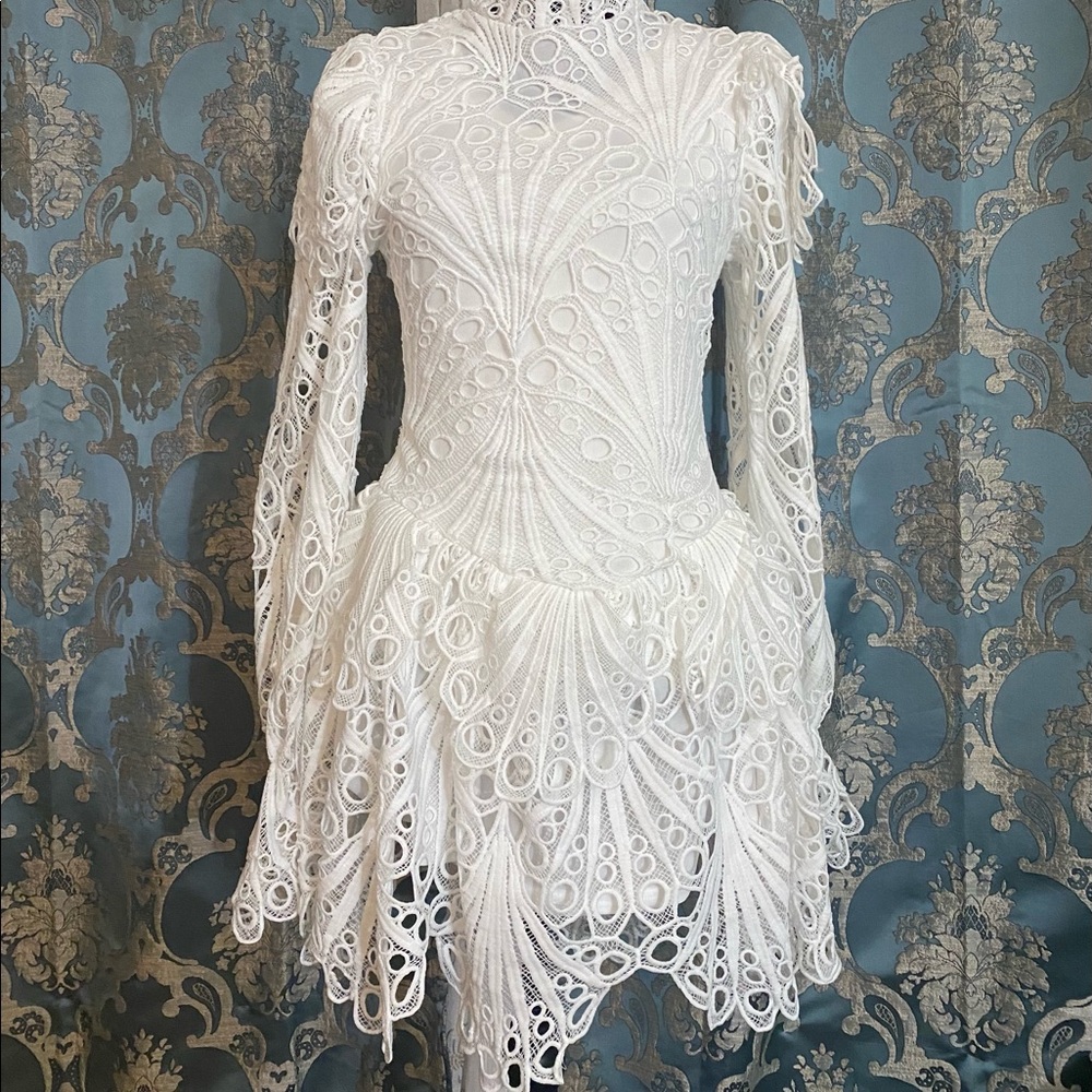 White lace long sleeve dress
